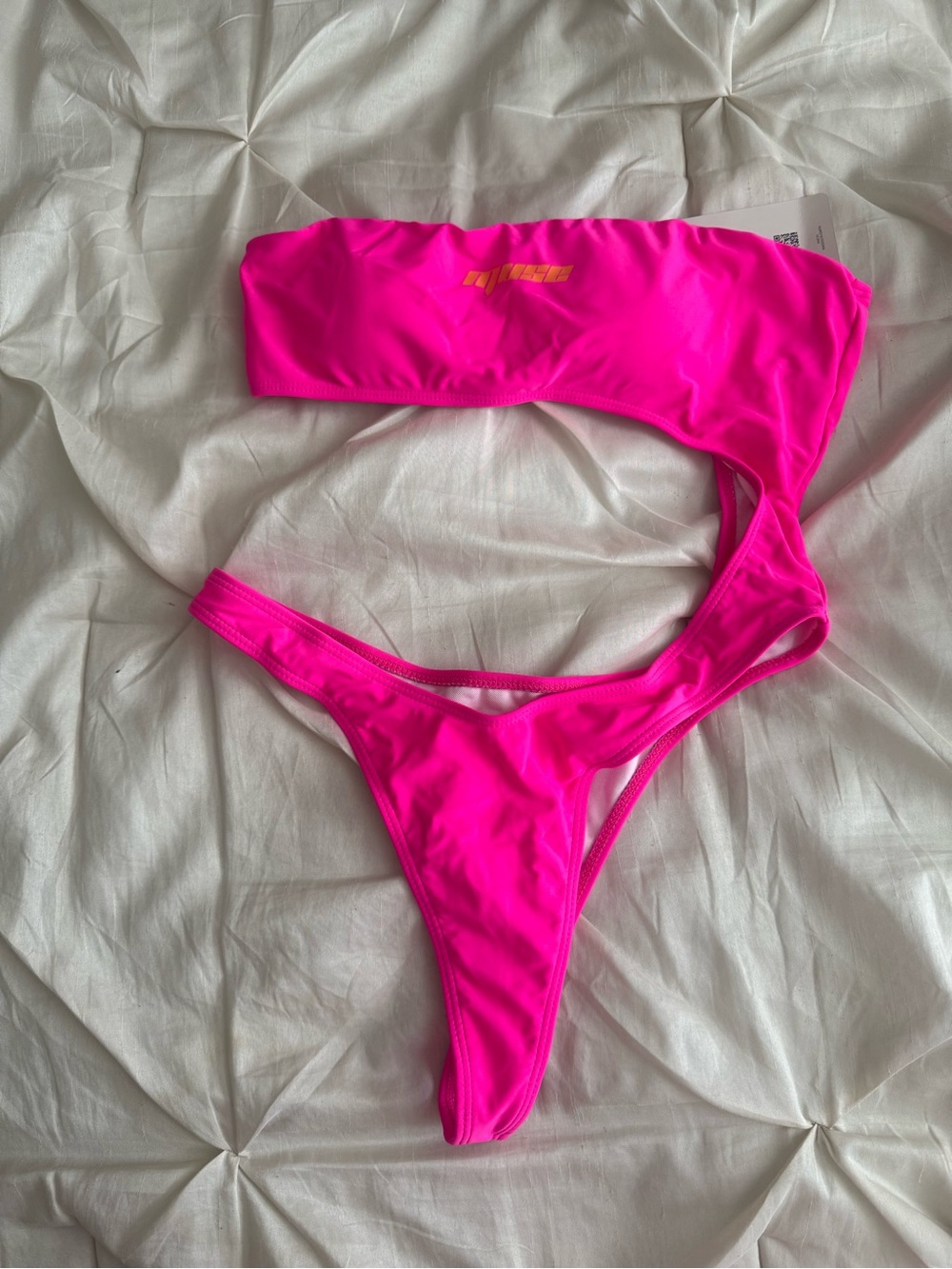 Aura Hot Pink One-Shoulder Cutout Bikini Set
